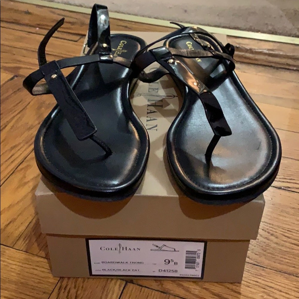 Cole Haan Black Thong Sandals
